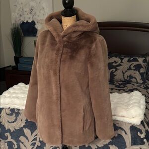 Avec Les Filles Brown Faux Fur Jacket